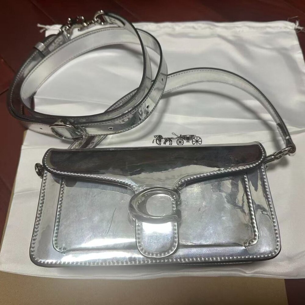 Silver White Coach Bacchus Shoulder Bag
